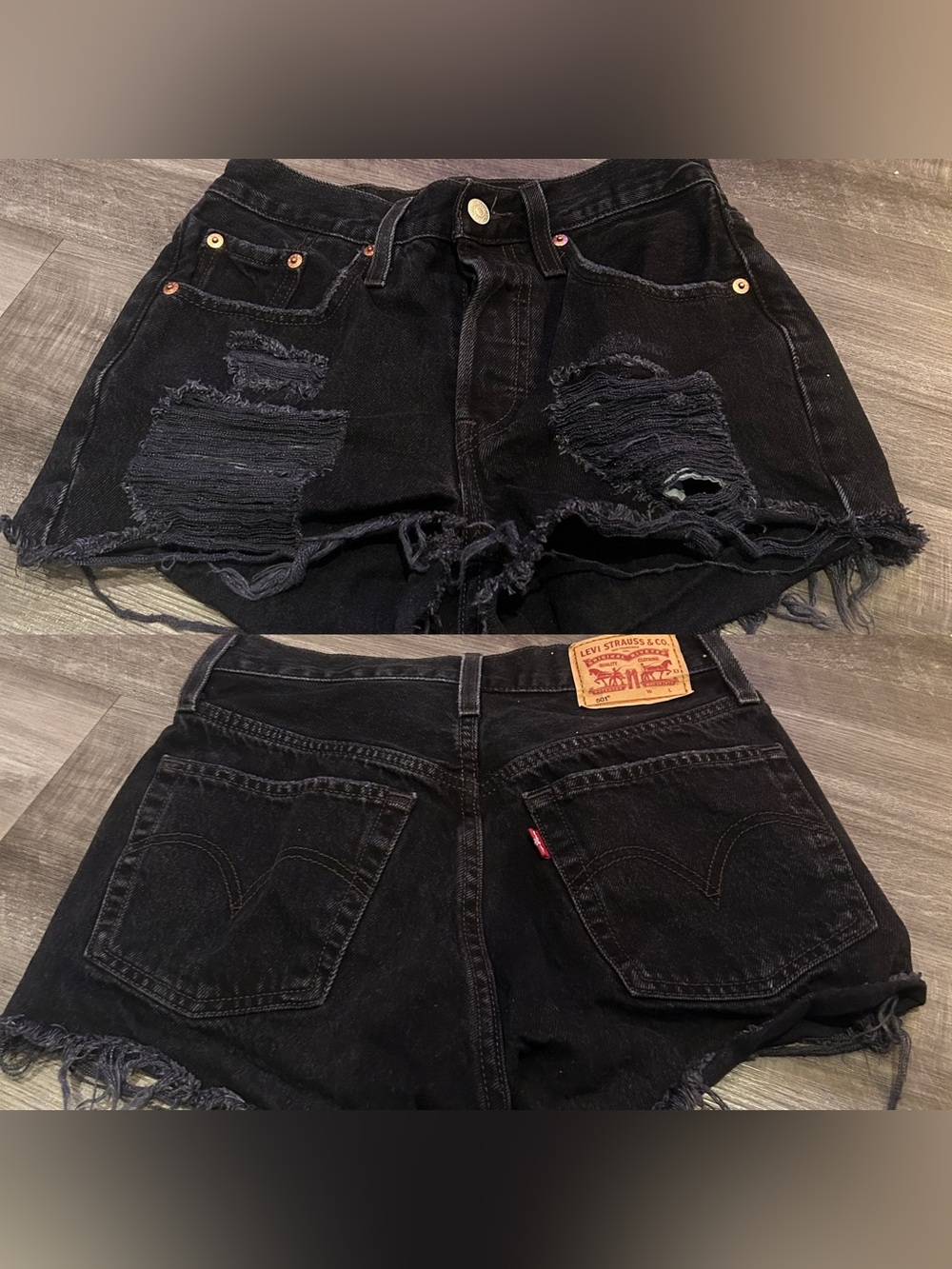 Levi’s 501 Black Distressed Women's Denim Shorts